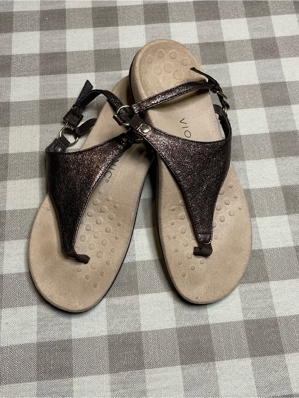 Kirra Metallic Brown T-Strap Sandals